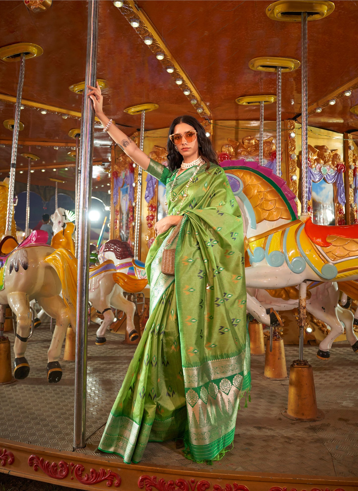 Green Kaitra Handloom Silk Saree