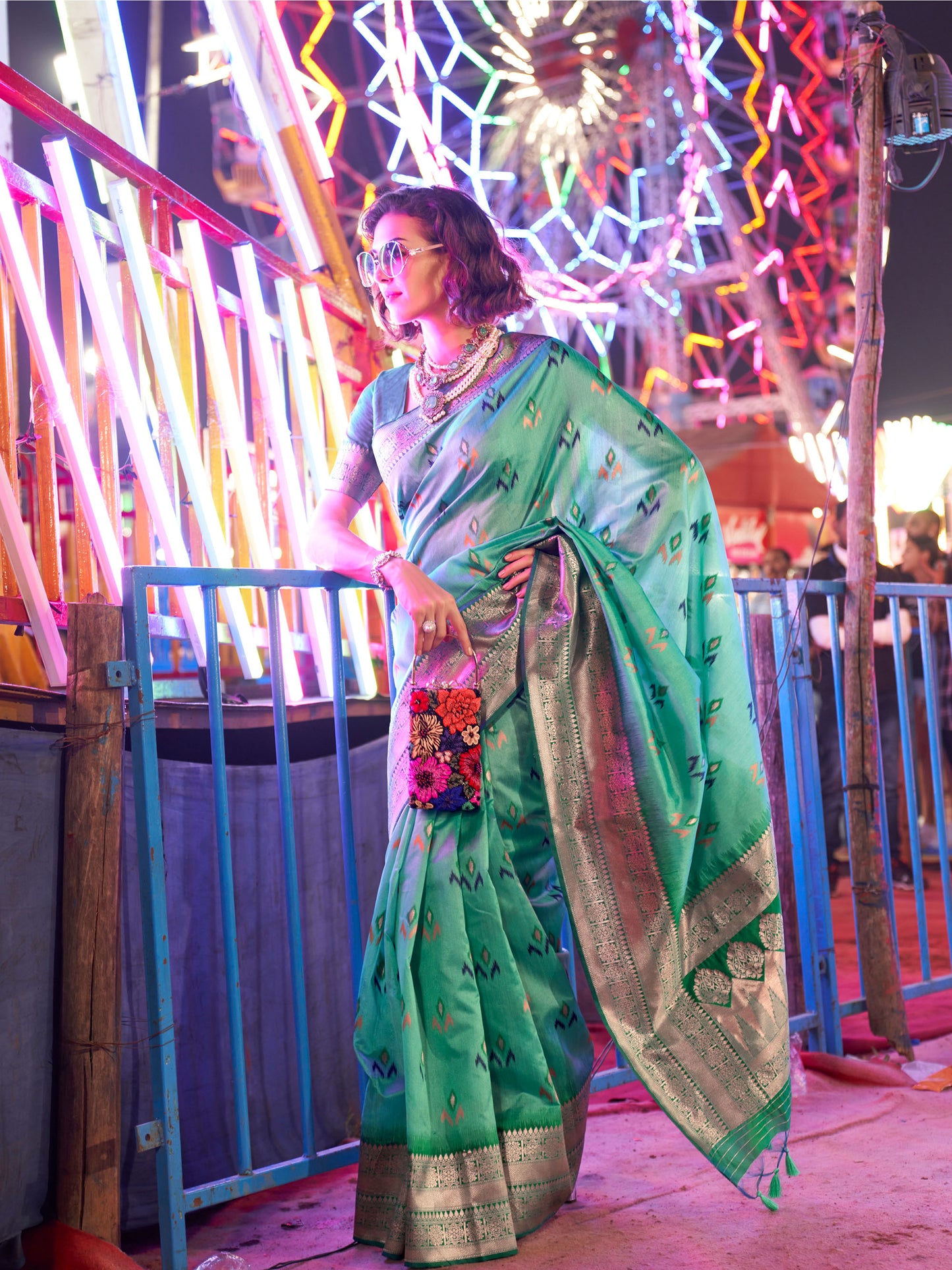 Emerald Green Kaitra Handloom Silk Saree