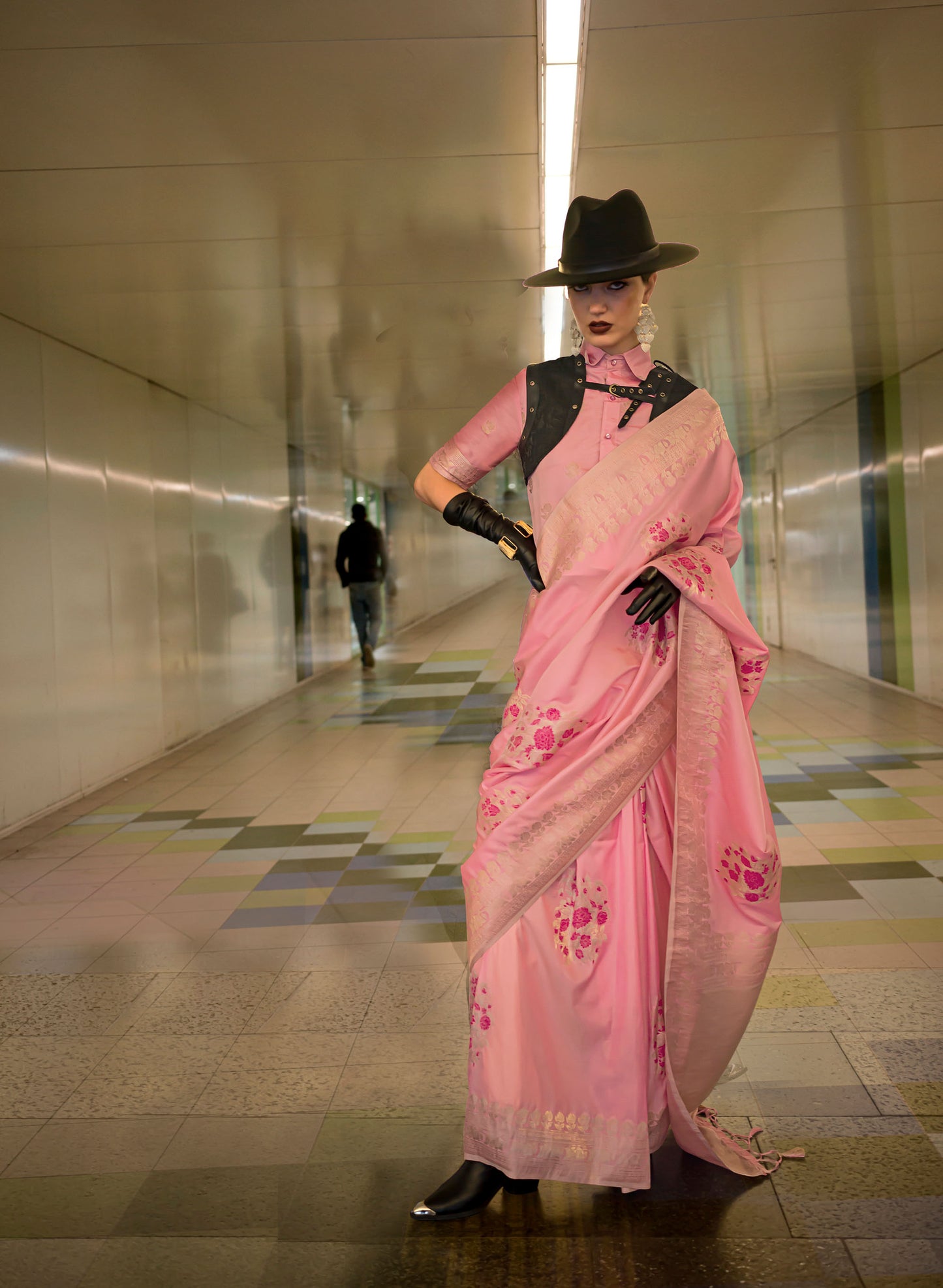 Pink Kytoto Habutai Silk Handloom Saree