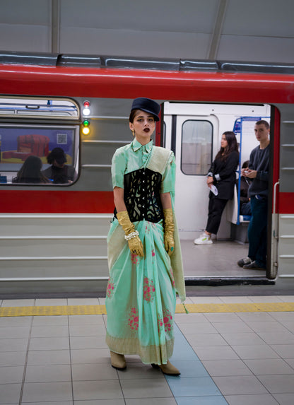 Green Kytoto Habutai Silk Handloom Saree