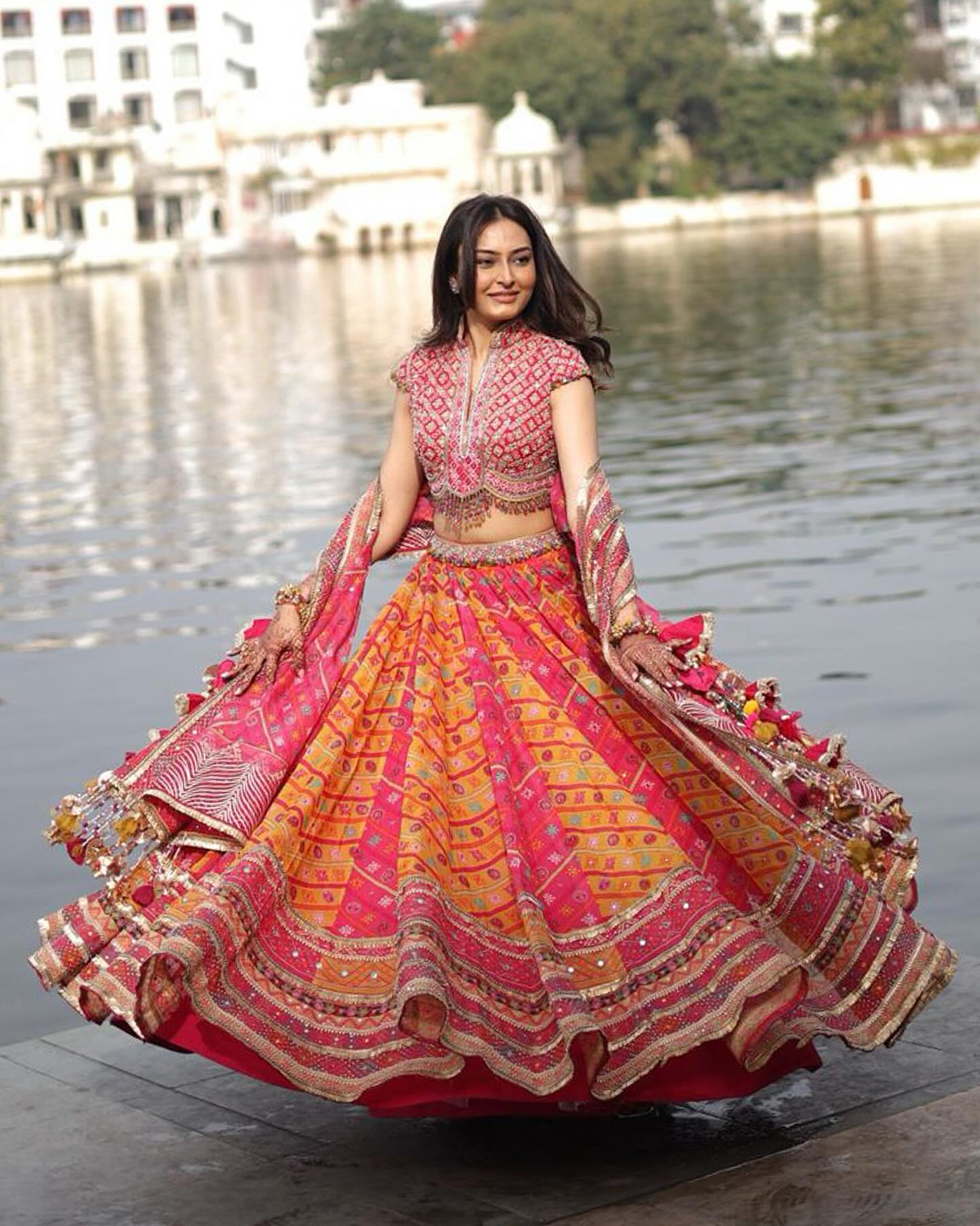 Custom Regal Red and Yellow Bridesmaid Lehenga