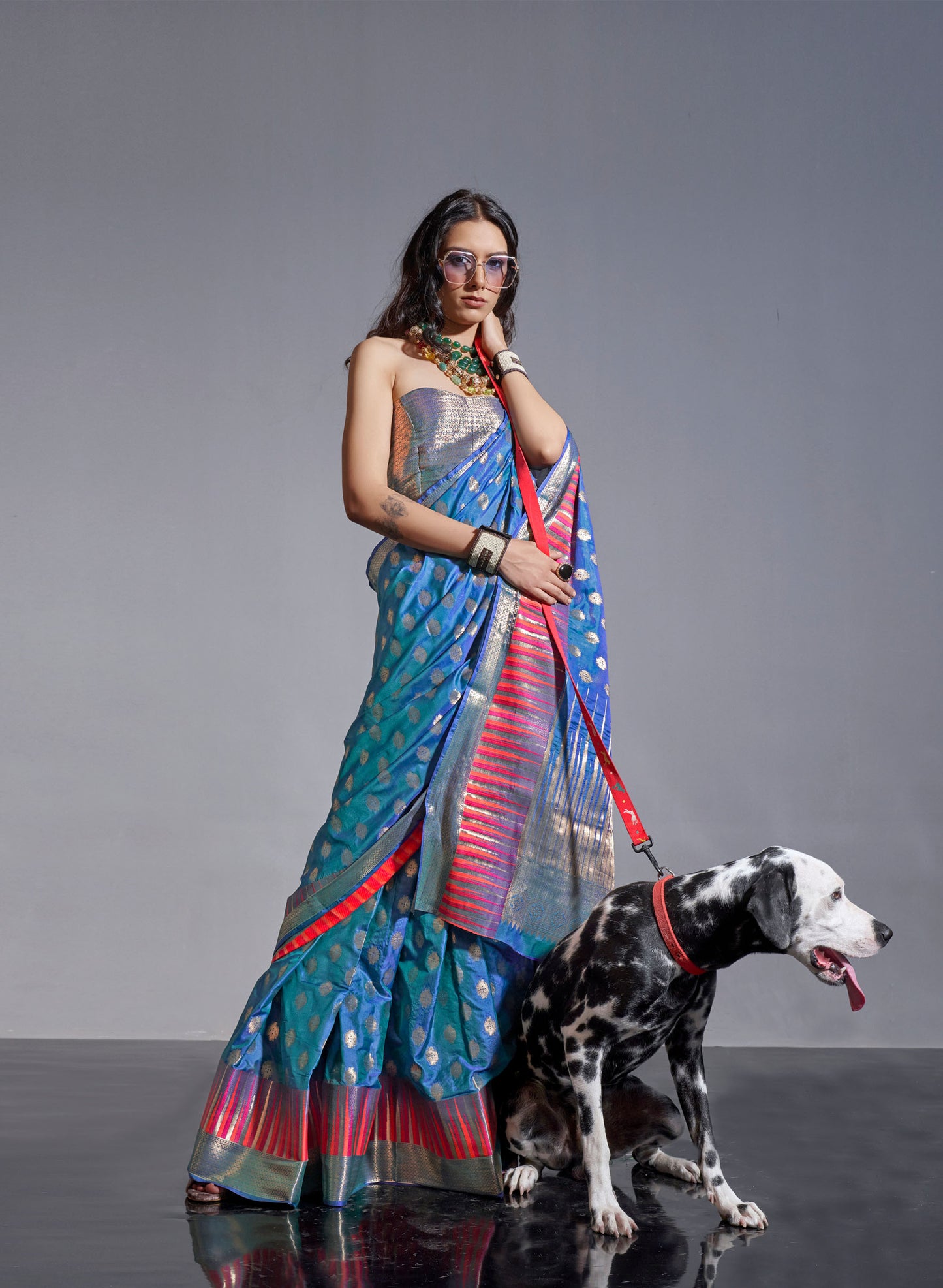 Cobalt Blue Kodai Handwoven Silk Saree