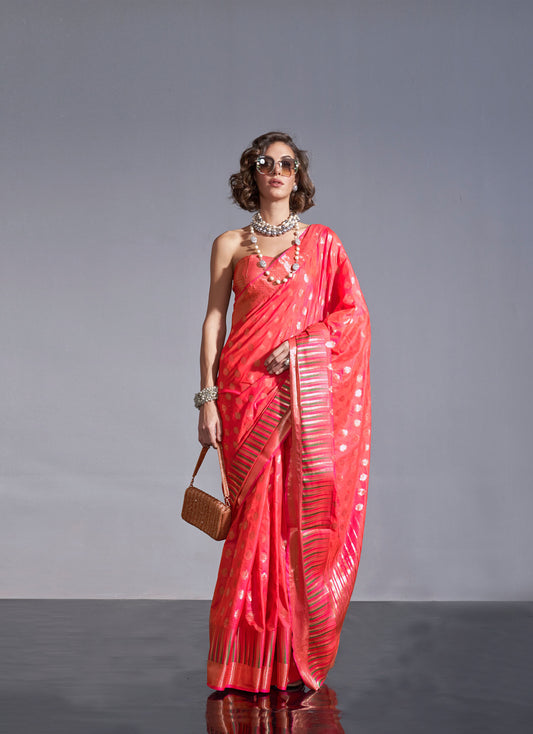 Coral Kodai Handwoven Silk Saree