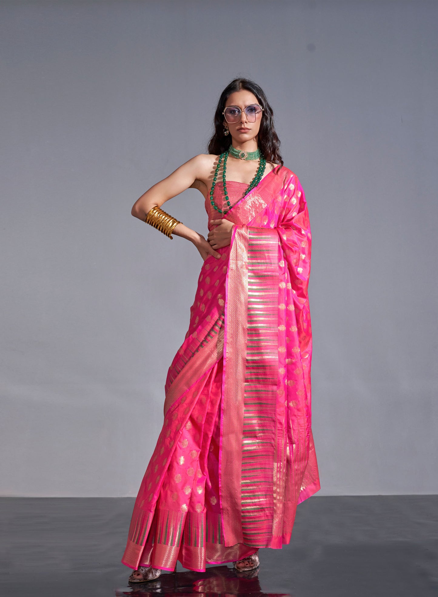 Rose Pink Kodai Handwoven Silk Saree