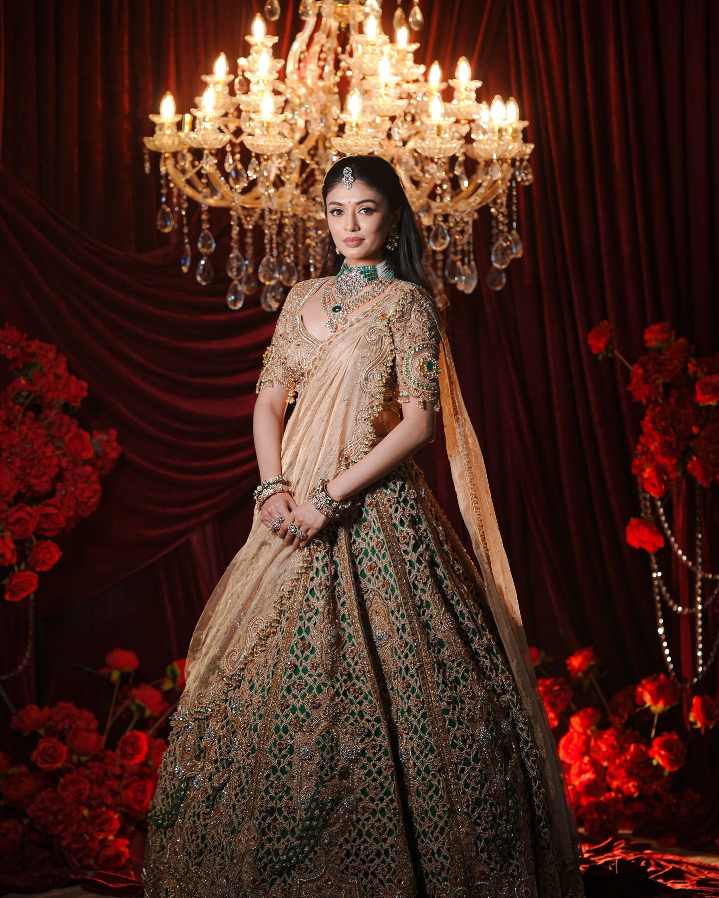 Custom Regal Cream Heavy Bridal Lehenga