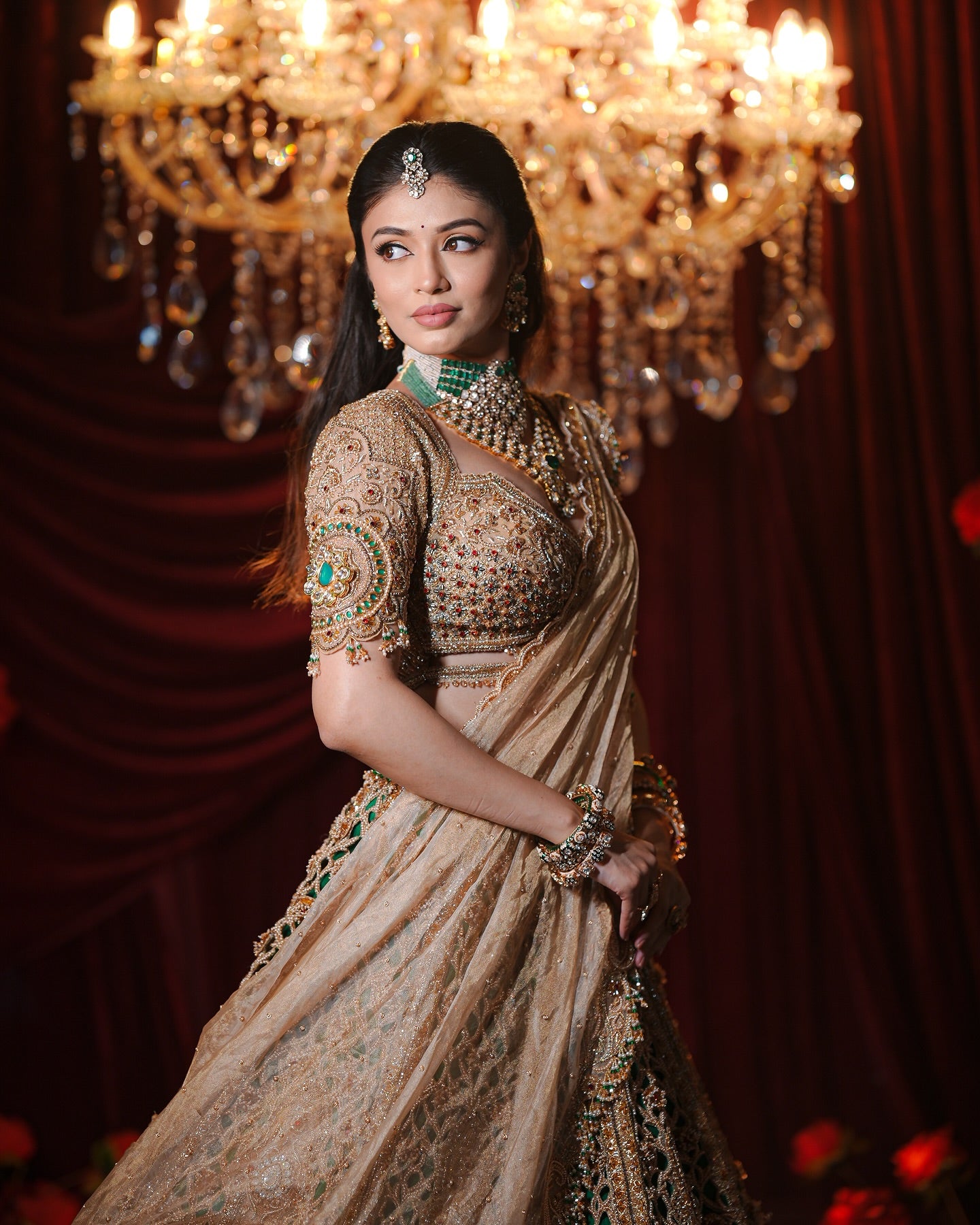 Custom Regal Cream Heavy Bridal Lehenga