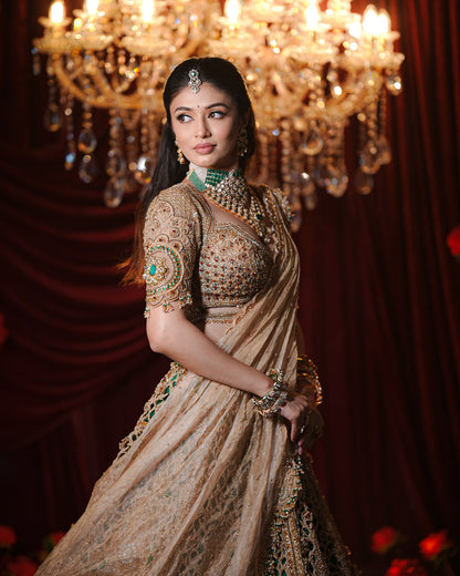 Custom Regal Cream Heavy Bridal Lehenga