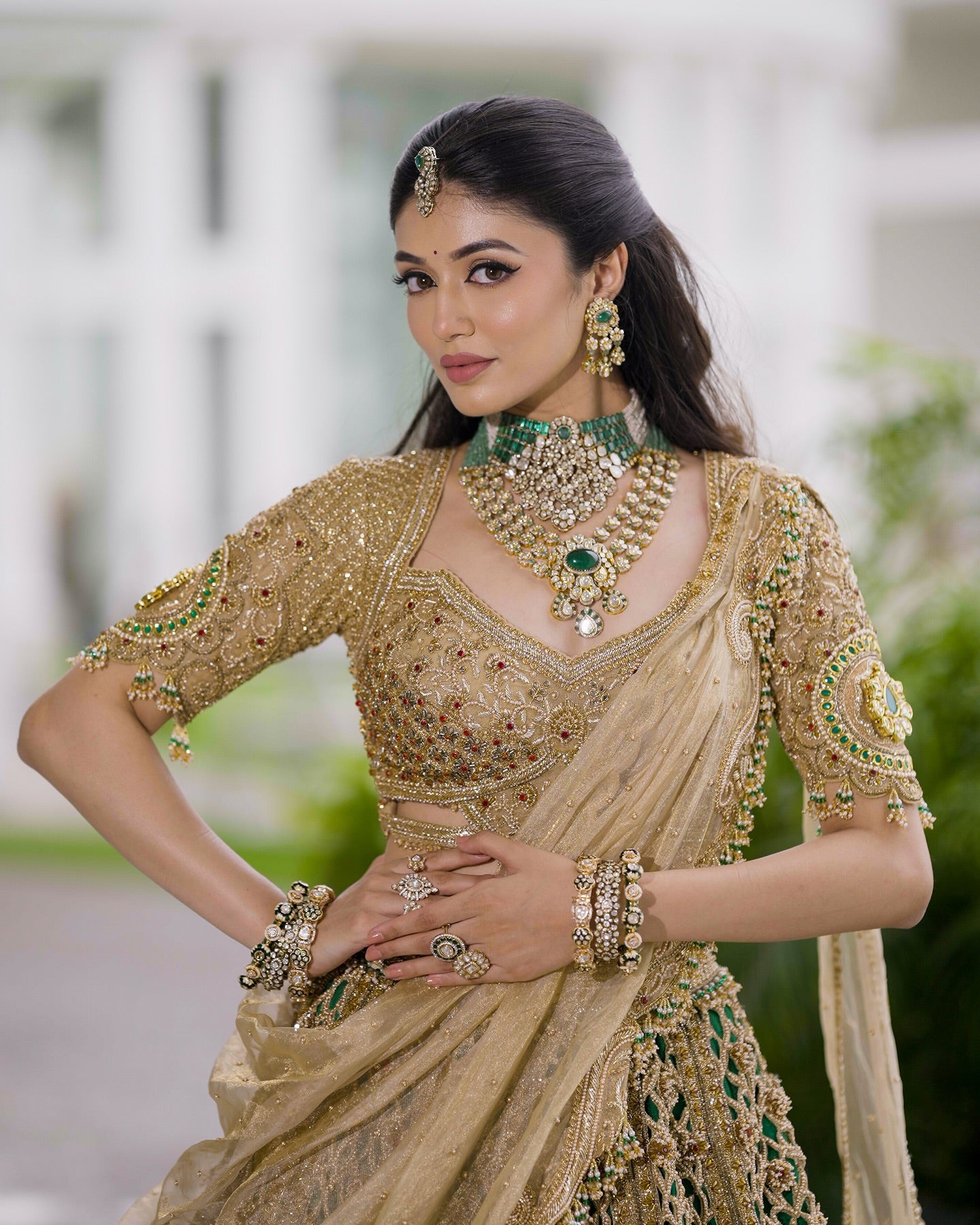 Custom Regal Cream Heavy Bridal Lehenga