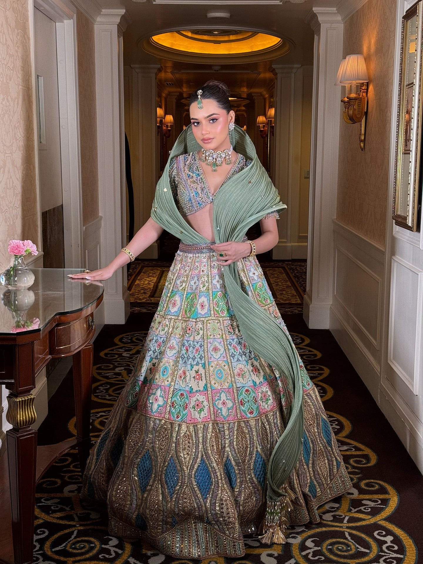 Custom Regal Green Heavy Bridal Lehenga