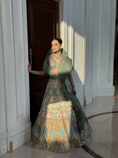 Custom Regal Green Heavy Bridal Lehenga