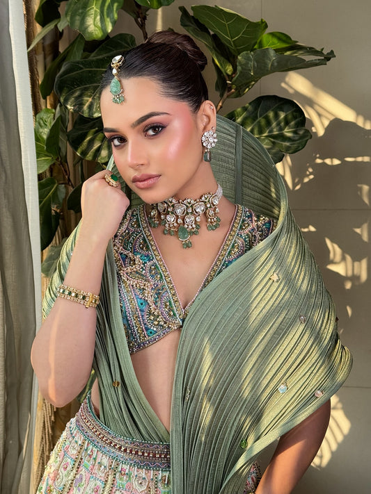 Custom Regal Green Heavy Bridal Lehenga