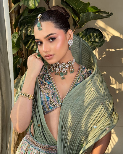 Custom Regal Green Heavy Bridal Lehenga