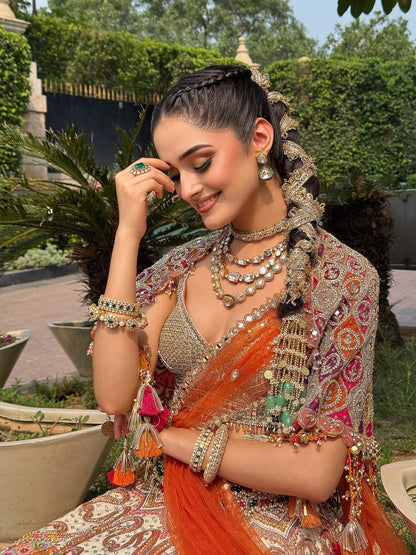 Custom Regal Red and white Bridal Lehenga