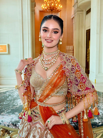 Custom Regal Red and white Bridal Lehenga