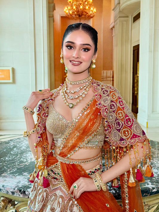 Custom Regal Red and white Bridal Lehenga