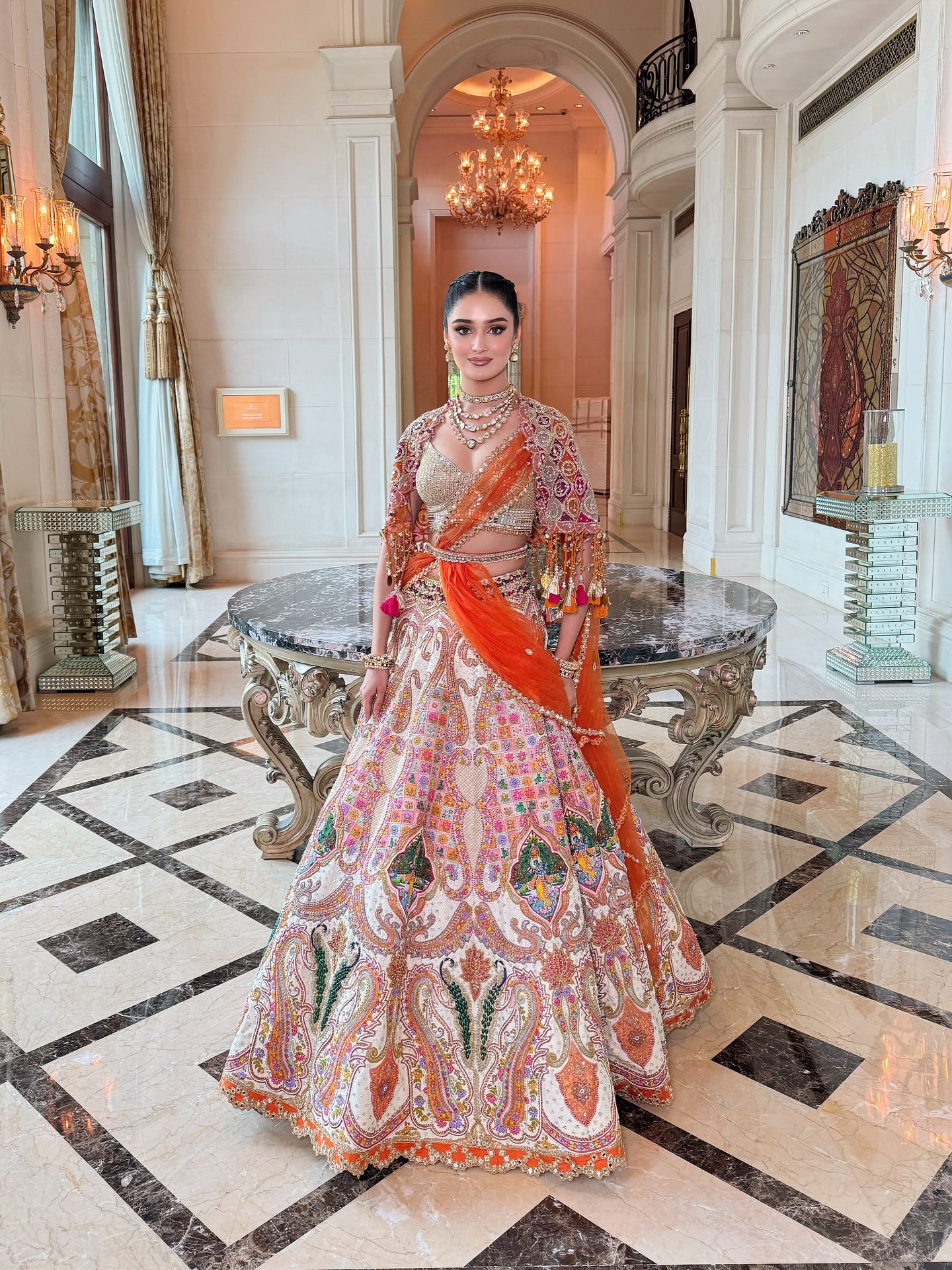 Custom Regal Red and white Bridal Lehenga