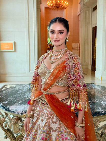 Custom Regal Red and white Bridal Lehenga