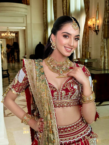 Custom Regal Red Bridal Lehenga
