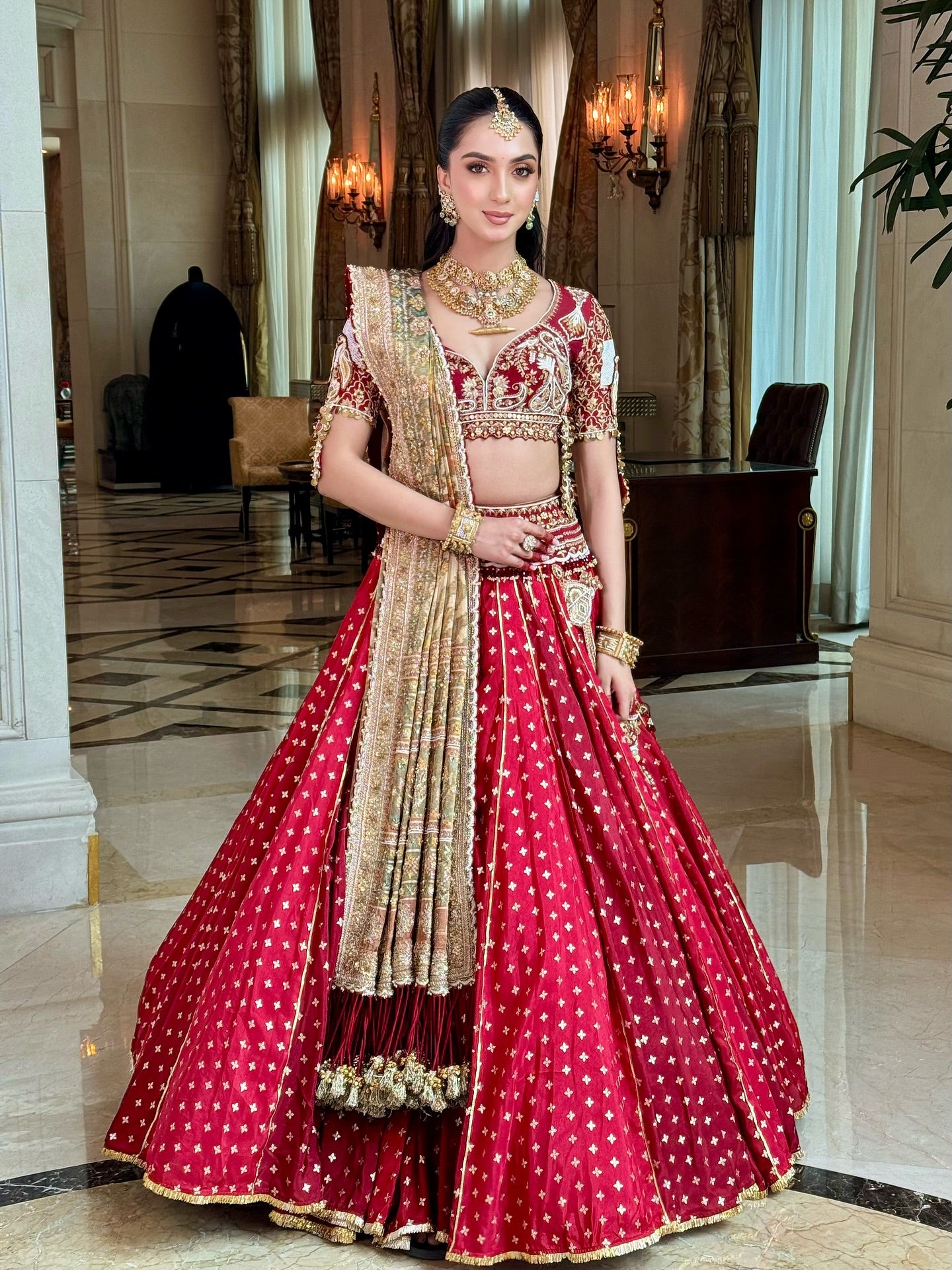 Custom Regal Red Bridal Lehenga