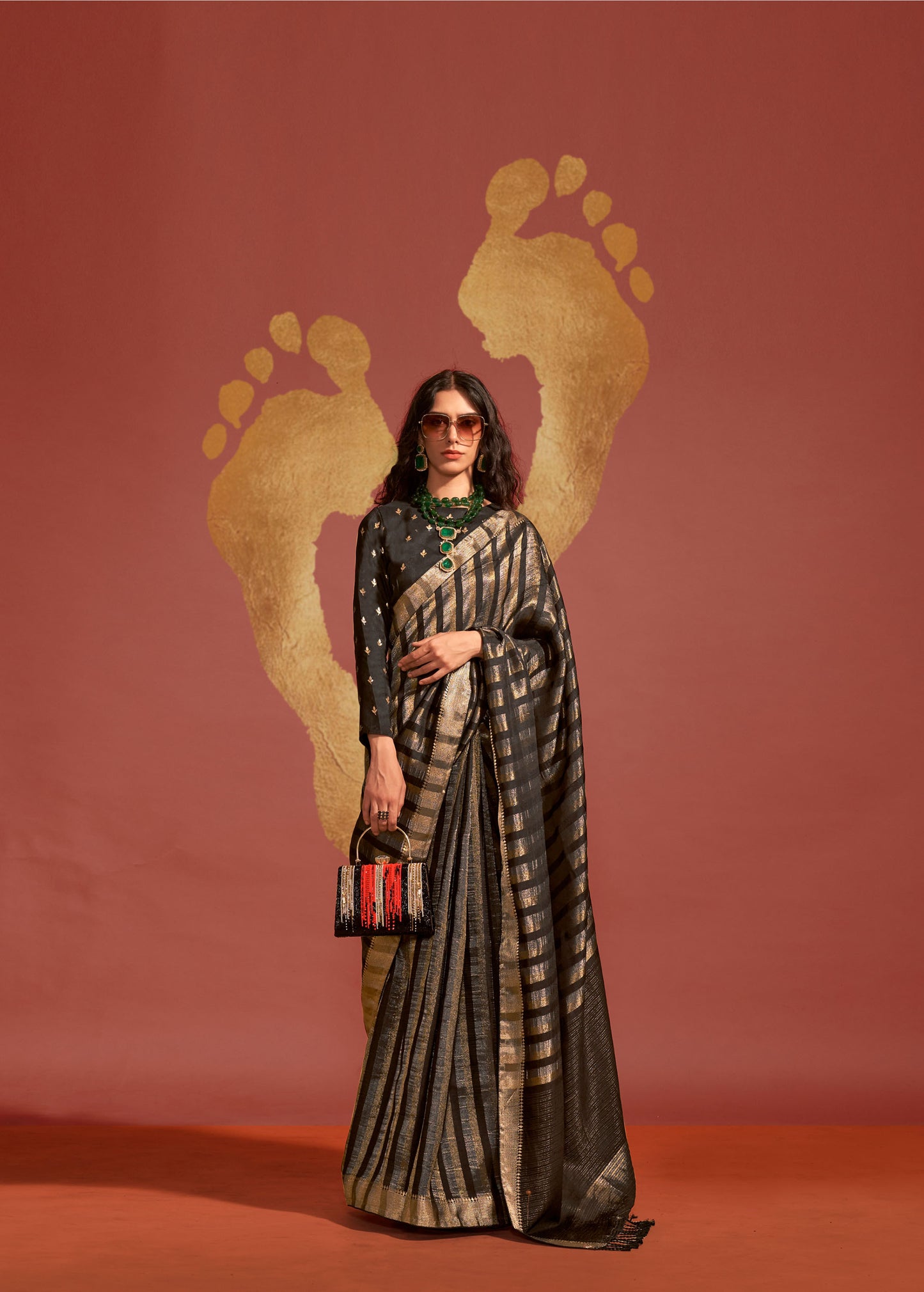 Black Ksatsuma Pure Viscose Handloom Silk Saree