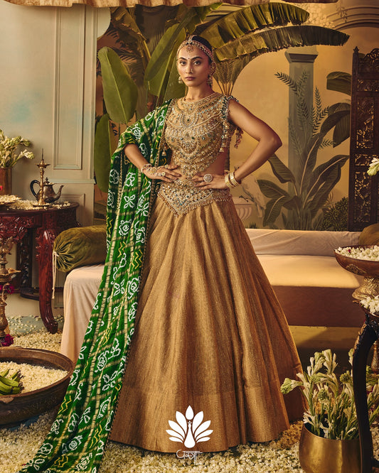 Custom Regal Golden Bridal Lehenga