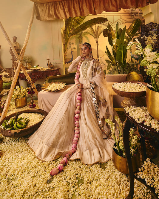 Custom Cream Anarkali