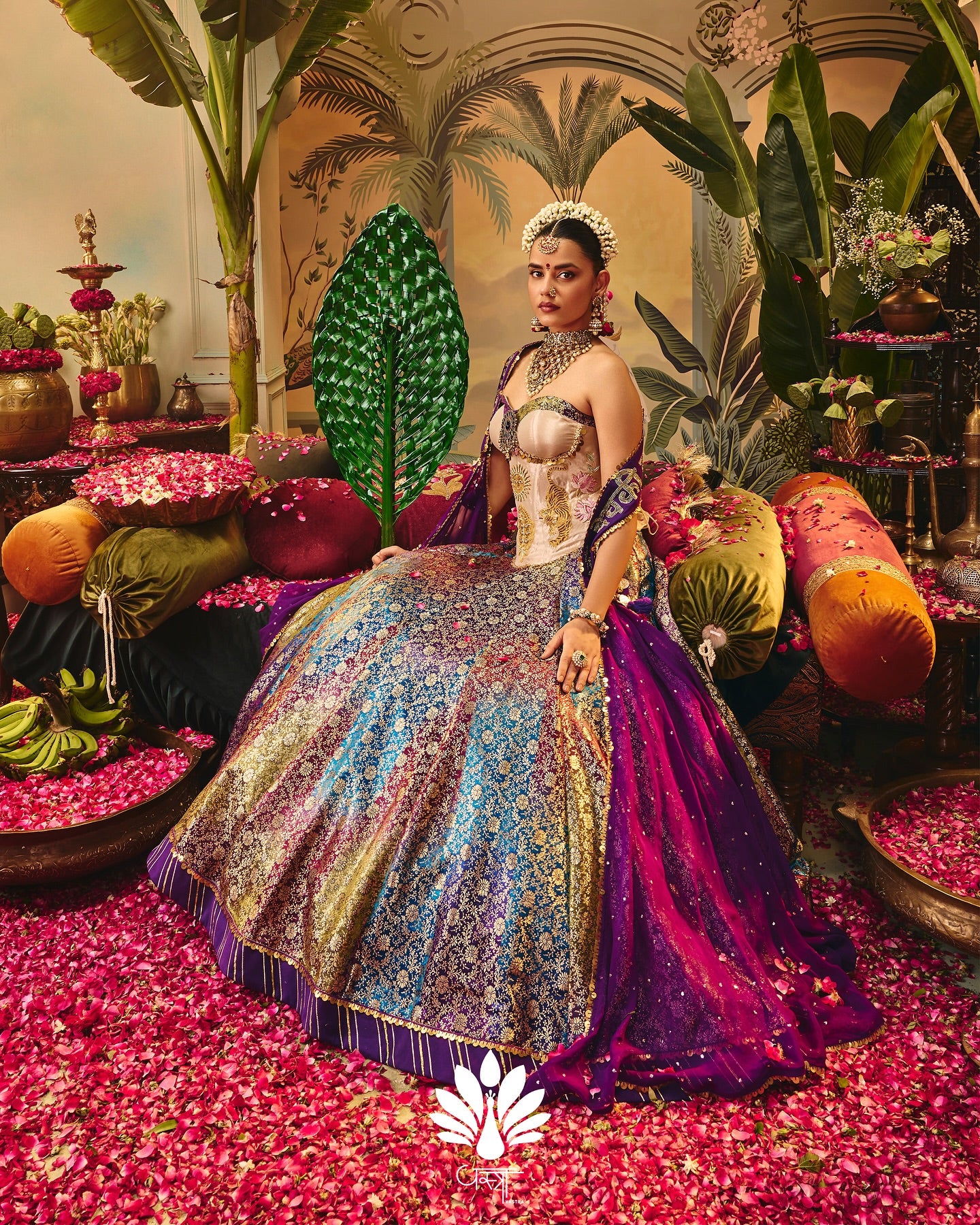 Custom Multi color corset Bridal Lehenga