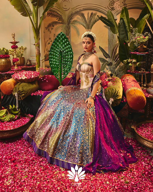 Custom Multi color corset Bridal Lehenga