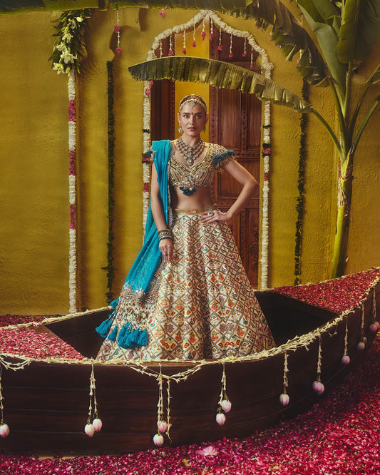 Custom Blue Heavy Silk Bridal lehenga