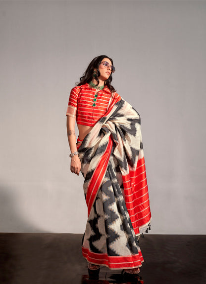 Cream Khimsaar Spun Handloom Saree