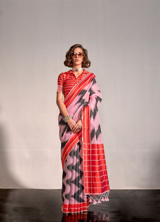 Light Pink Khimsaar Spun Handloom Saree