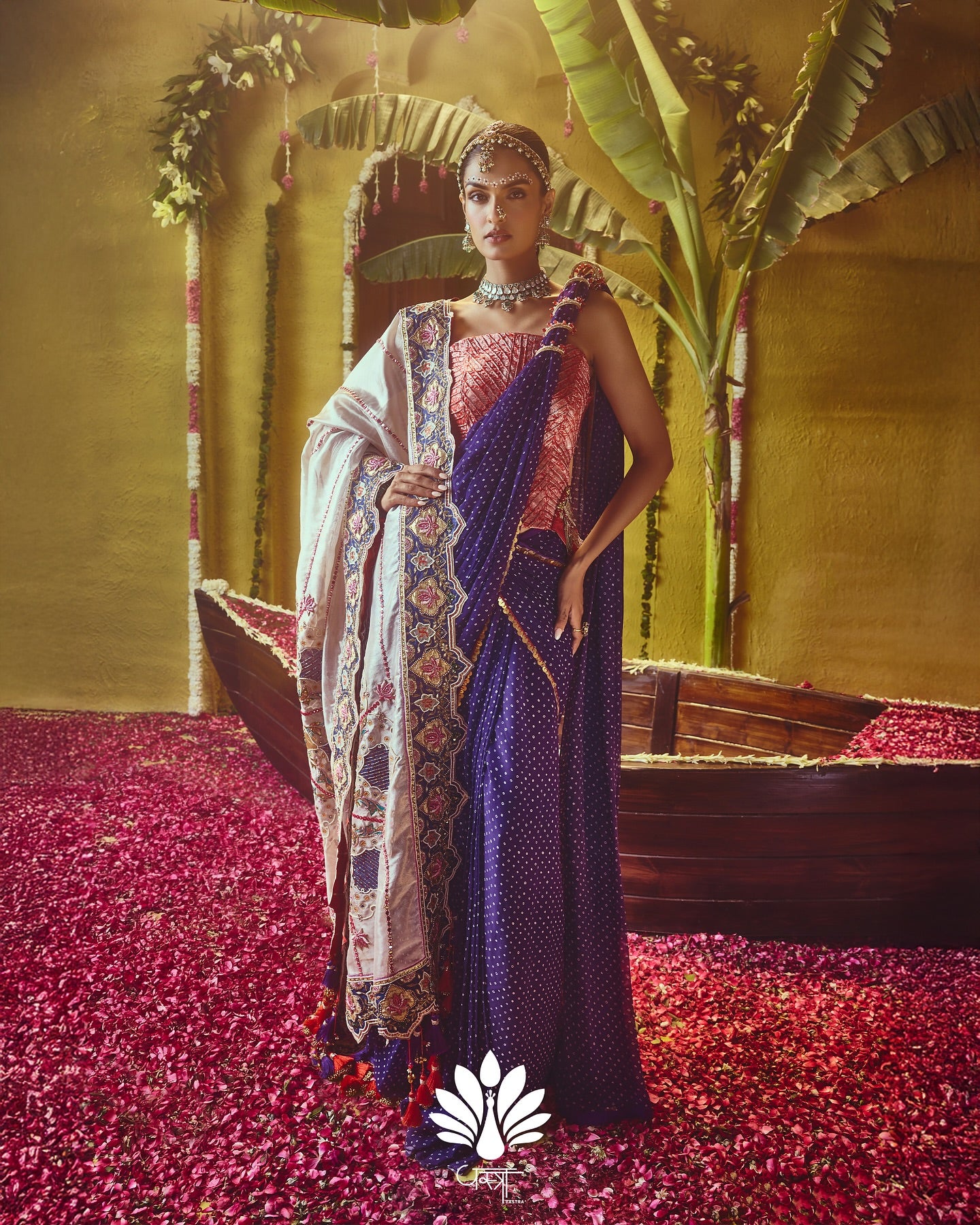 Custom Blue and pink swayamvar saree