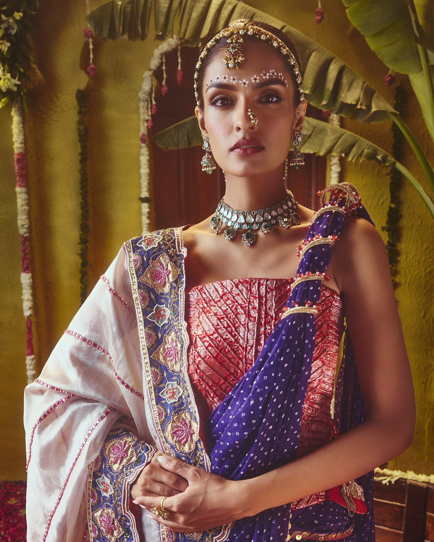 Custom Blue and pink swayamvar saree