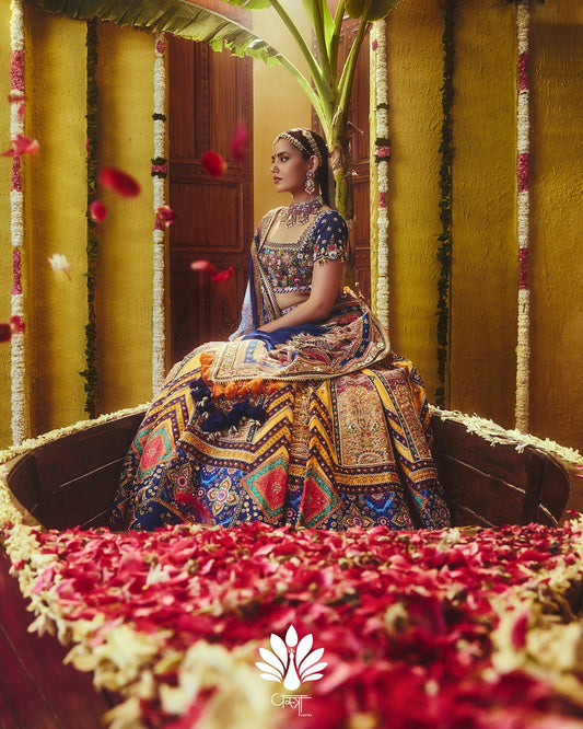 Custom Blue swayamwar Bridal Lehenga