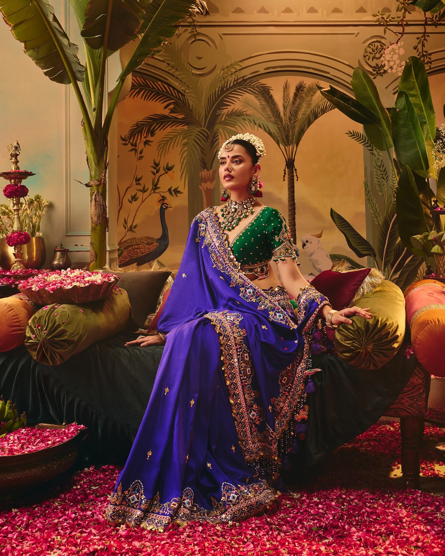 Custom Blue swayamwar Saree