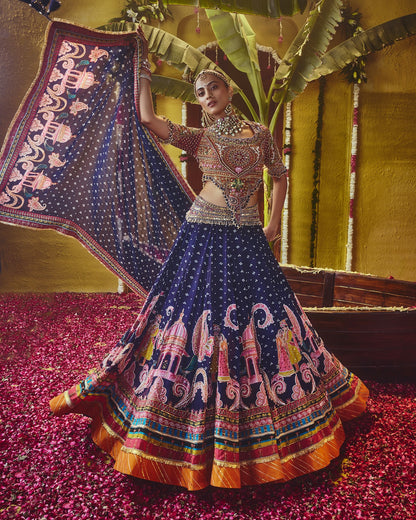 Custom Blue swayamwar lehenga