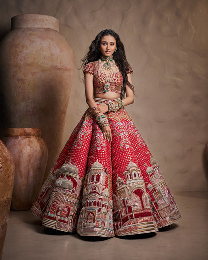 Custom Royal Red bridal Rano Lehenga
