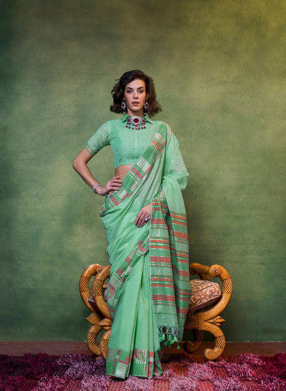 Green Khwaaish Spun Handloom Silk Saree