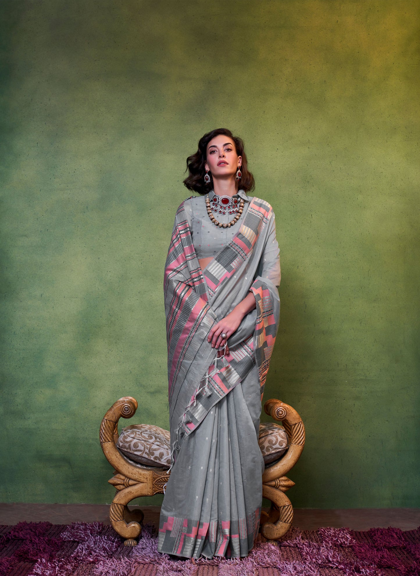 Grey Khwaaish Spun Handloom Silk Saree
