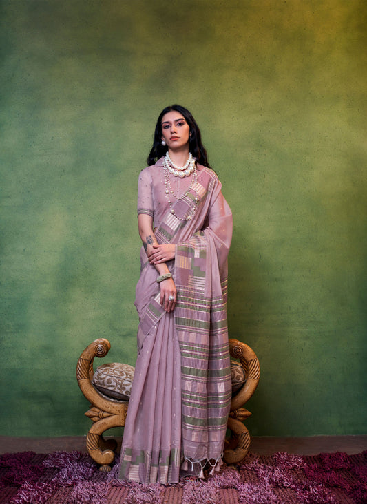 Lavender Khwaaish Spun Handloom Silk Saree