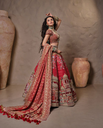 Custom Royal Red bridal Rano Lehenga
