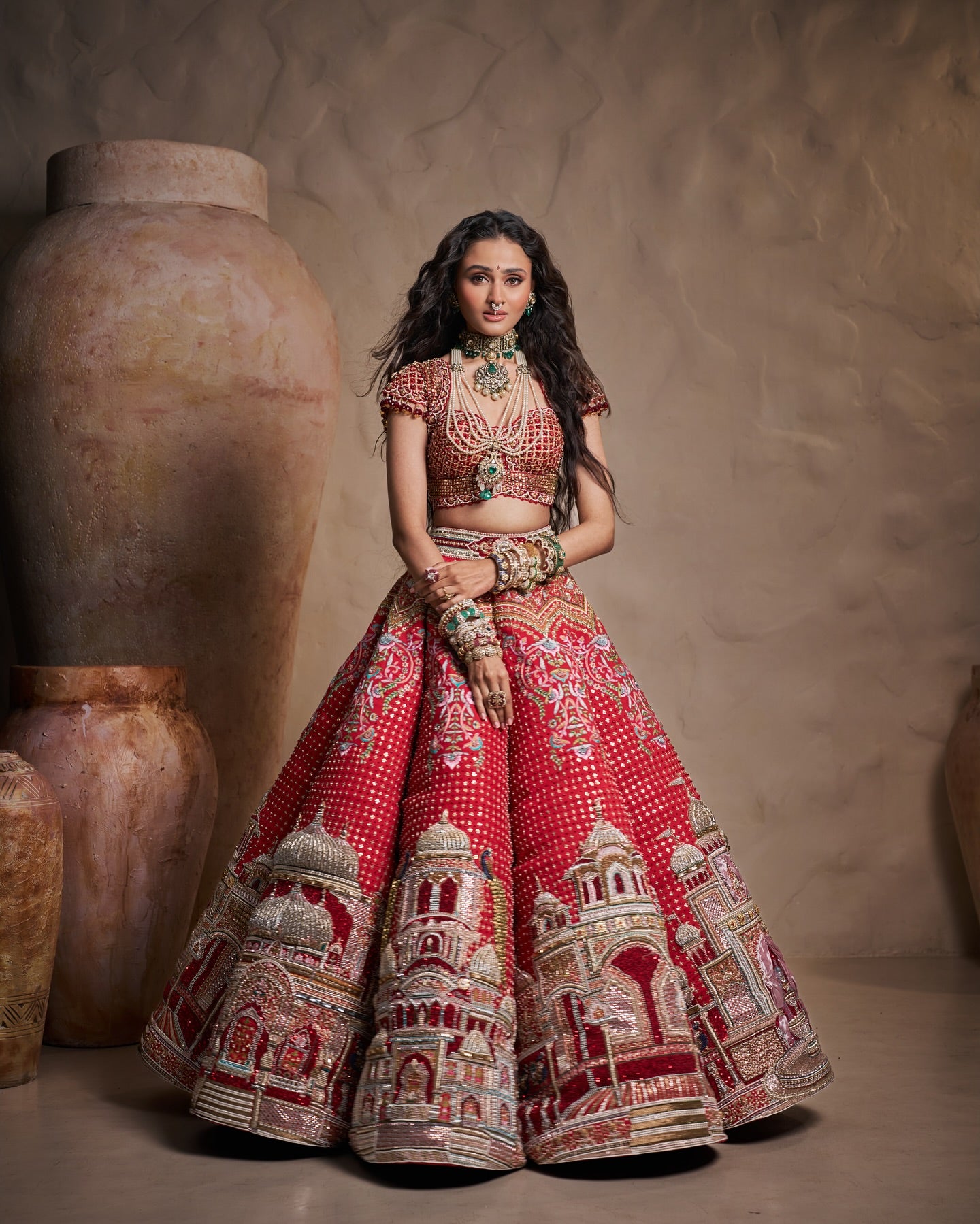 Custom Royal Red bridal Rano Lehenga