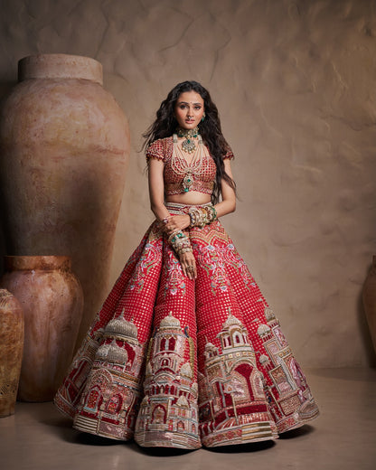 Custom Royal Red bridal Rano Lehenga