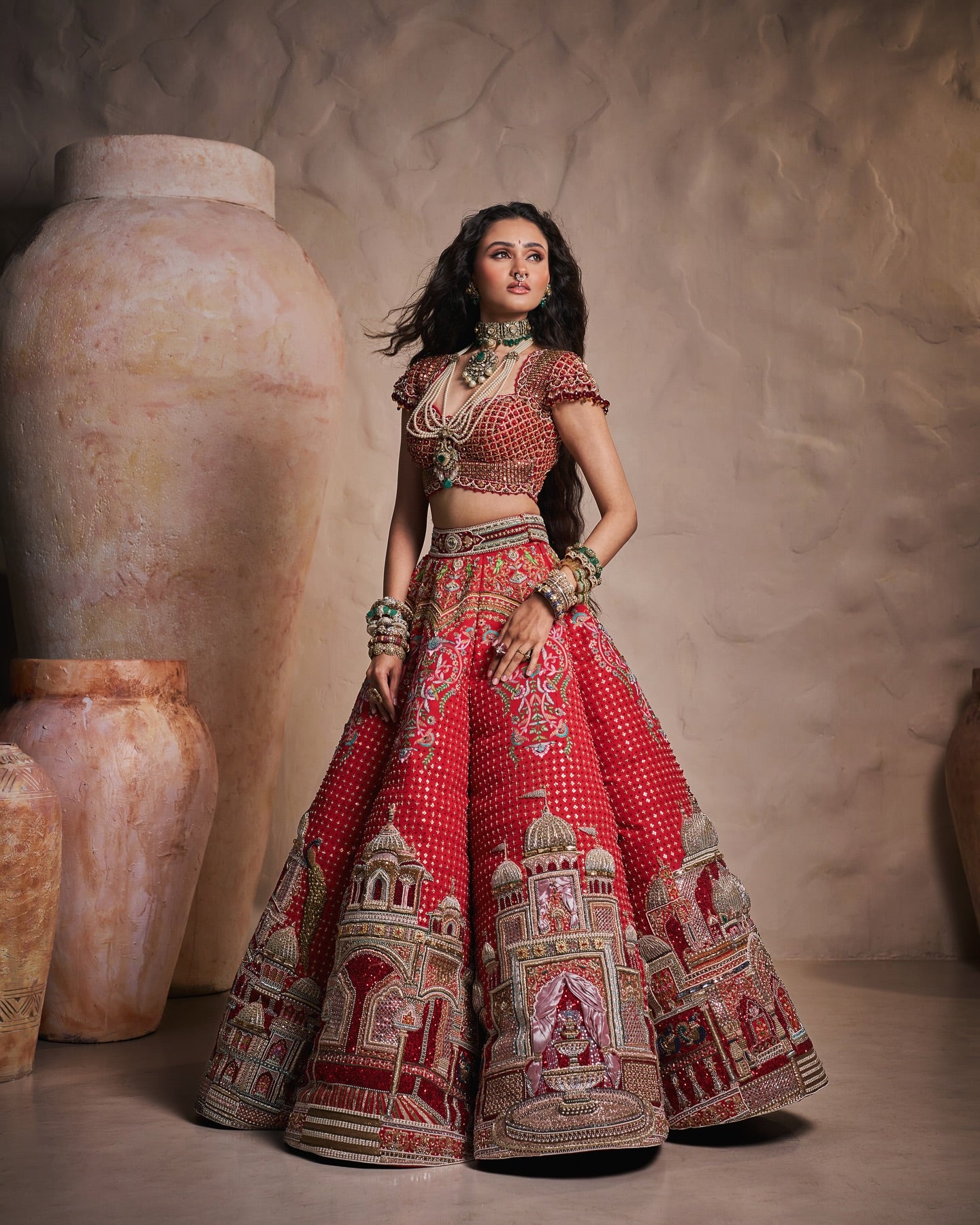 Custom Royal Red bridal Rano Lehenga