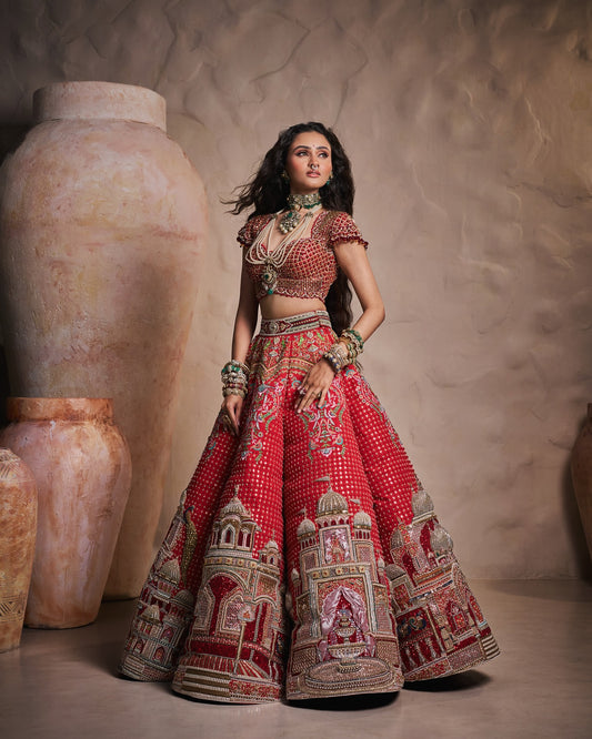 Custom Royal Red bridal Rano Lehenga