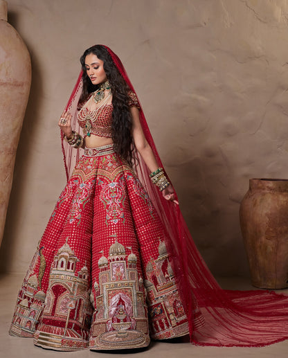 Custom Royal Red bridal Rano Lehenga
