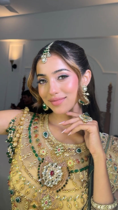 Custom Heavy Green Bridal saree