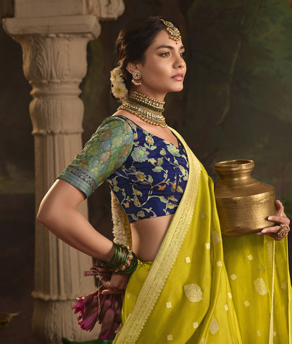 Mehendi Green Crepe Dola Silk Weaving Sinduri Raas Saree