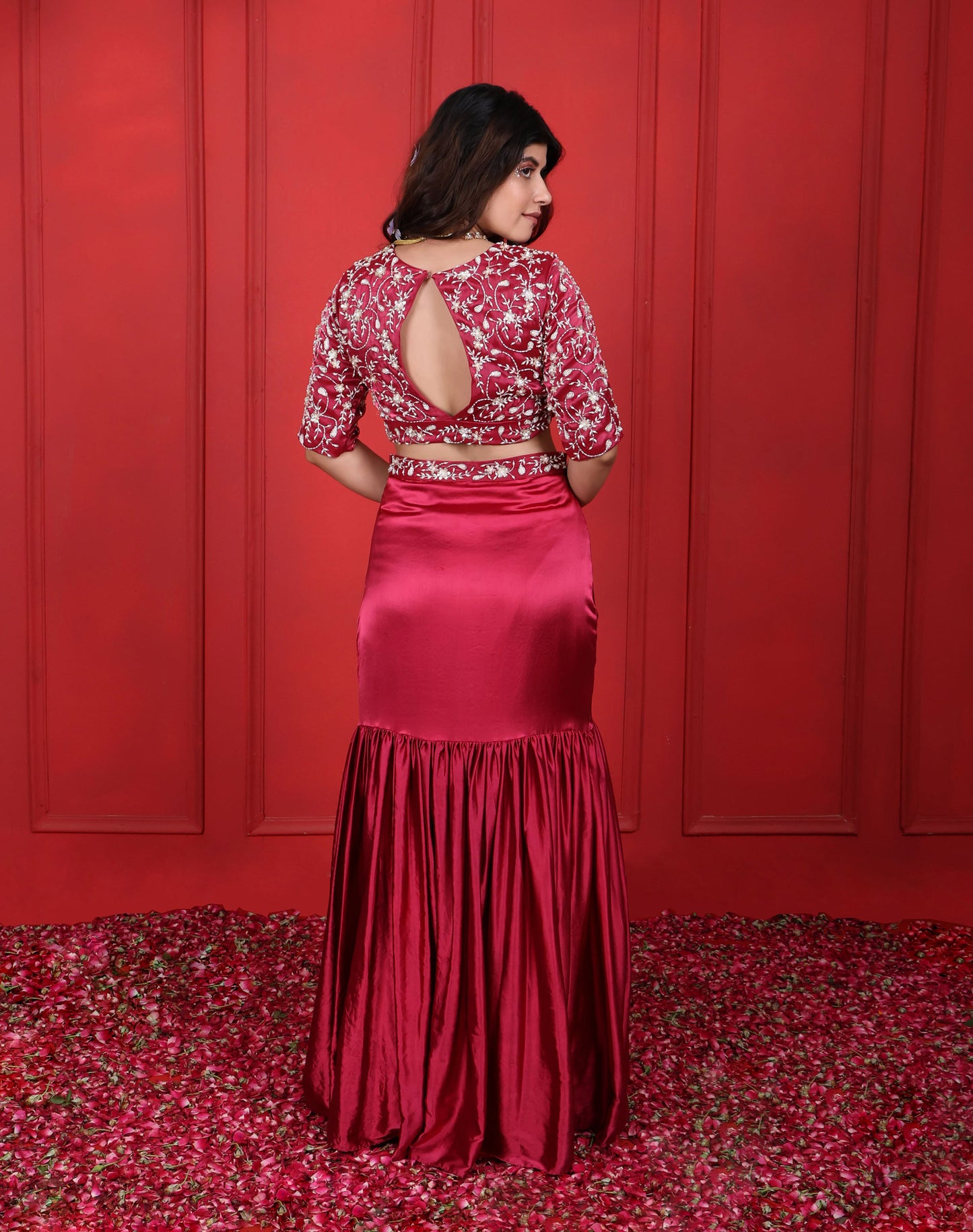 Rosa Rosario Fish-Cut Hand Embroidered Lehenga Set