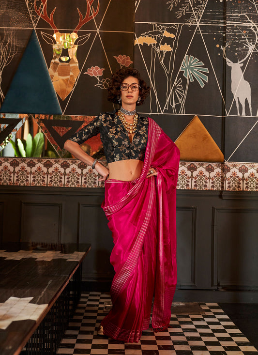 Red Konditori Pure Viscose Handloom Saree